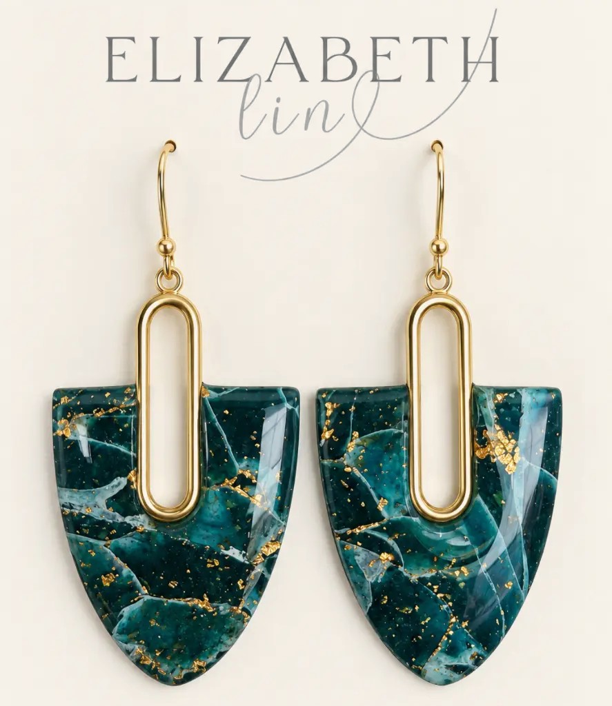 Teal Gold Oval Shield