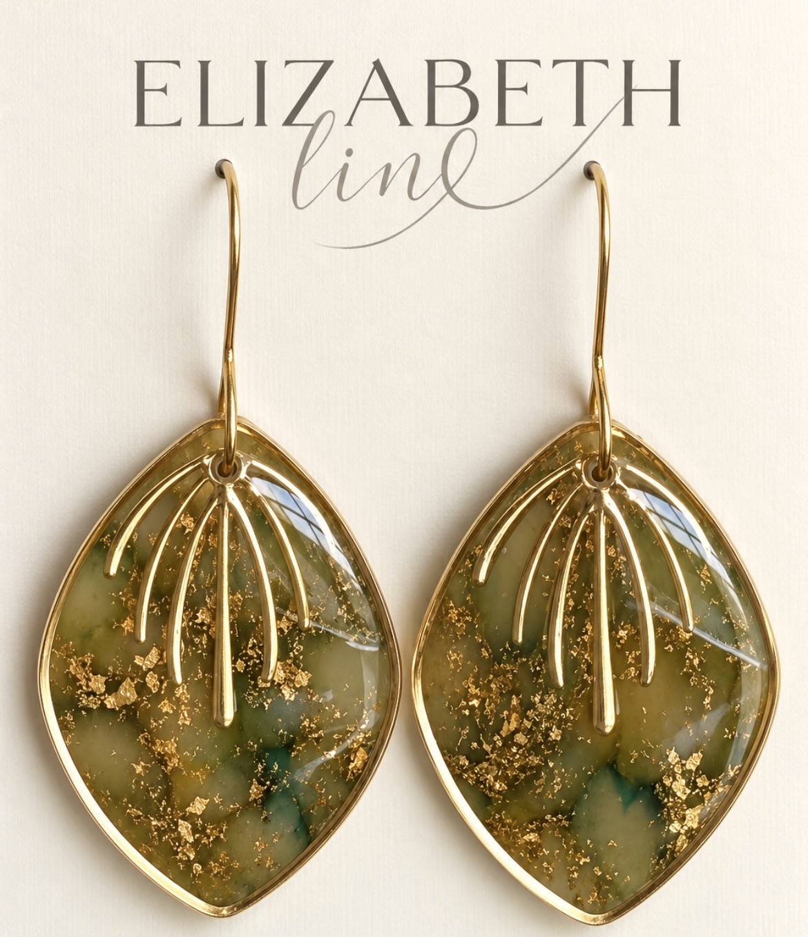 Olive Gilded Fan Drop