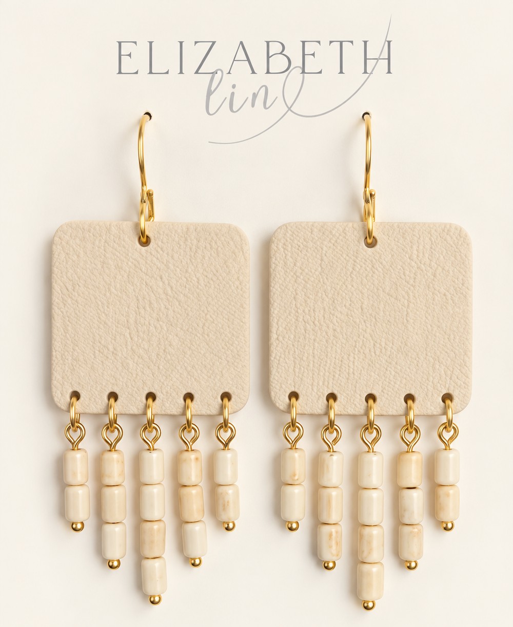 Cream Bead Fringe Square